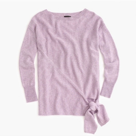 J. Crew Tie-Waist Boatneck Sweater Black Wool Blend Iight purple Size Medium - Picture 4 of 13